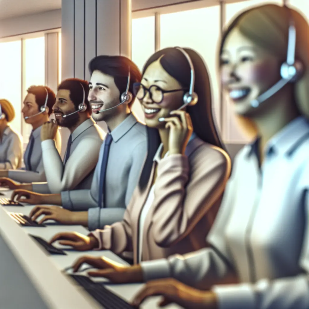 Zespół wsparcia klienta w nowoczesnym biurze