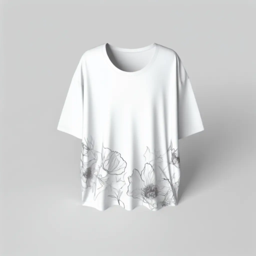 Biała oversizowa koszulka z kwiatowym nadrukiem